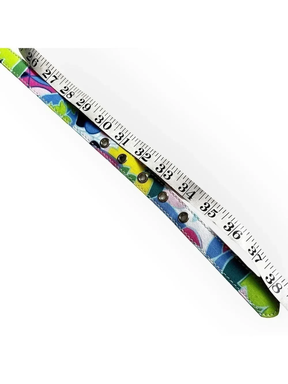 Y2K Talbots Floral Thin Belt Bamboo O ring Buckle Vibrant Colors Cotton Belt S